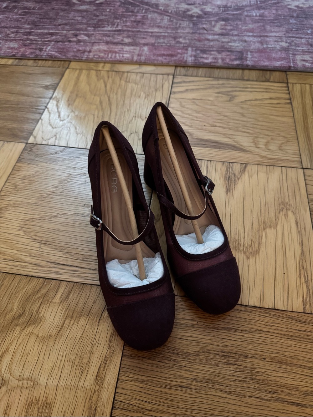 BCBG Mary Jane Heels in Burgundy